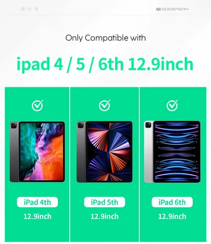 Vista 6 de Goospery Air Shield - Funda para iPad Pro de 6ª/5ª/4ª generación de 12.9 pulgadas, funda delgada ligera diaria con labios de policarbonato duradero