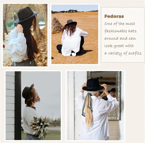 Vista 27 de Lisianthus - Sombrero con cinta con hebilla de ajuste, para mujer, modelo Fedora