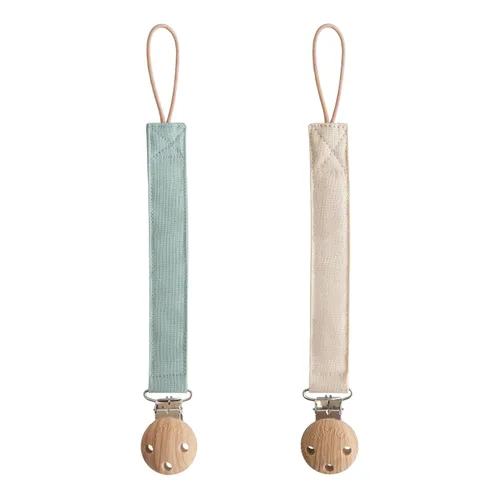 Vista 10 de mushie Linen - Soporte para chupete de bebé (rubor/crema)