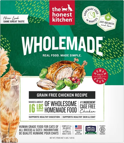 Vista 11 de The Honest Kitchen Alimento integral de pollo deshidratado sin granos, receta de grado humano con probióticos y pollo sin jaula, soporte digestivo
