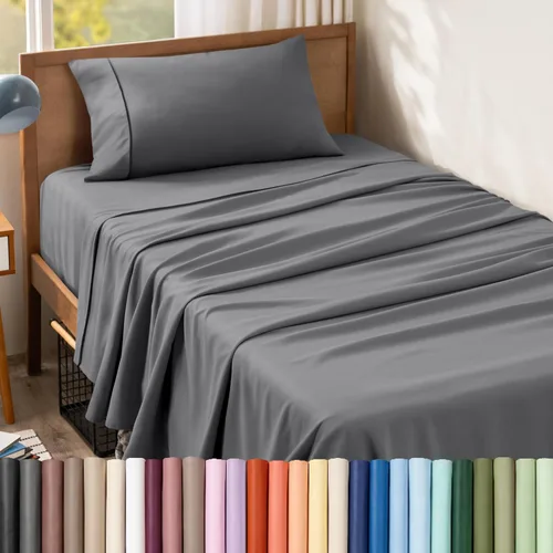 Vista 35 de Bare Home Juego de Sábanas Twin - Sábanas de Cama de Microfibra Ultra-Suave 1800 - Doble Cepillado - Bolsillos Profundos - Ajuste Fácil - Extra