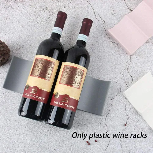 Vista 3 de CALIDAKA Estante de vino de estilo europeo para encimera, alfombrilla de exhibición de botellas de vino, organizador de almacenamiento para latas