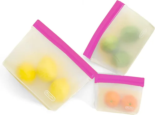 Vista 12 de MUMI Piccolo Bolsas reutilizables con cremallera, juego de 3 bolsas de silicona con cierre hermético Bolsas reutilizables con cierre hermético
