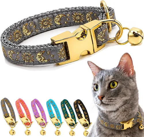 Vista 18 de waaag Pet, Moons Stars Suns - Collar para perro y gato, múltiples diseños Crescent Celestial, collar de correa para perro y gato, tamaño XXS