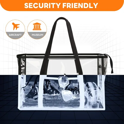 Vista 7 de Bolsa de mano transparente para playa - Bolsa impermeable de PVC aprobada para estadio - Bolsa transparente extra grande para piscina, concierto