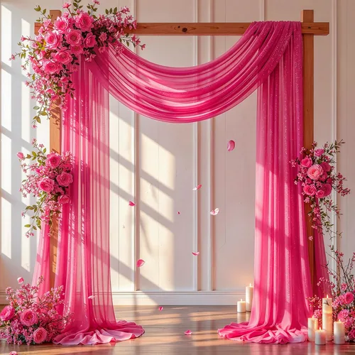 Vista 19 de Cortinas de telón de fondo transparentes para arco de boda de 28 pulgadas x 19 pies Negro