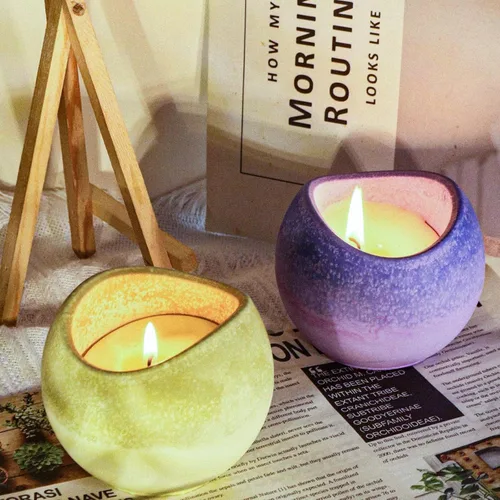 Vista 4 de Moldes de silicona curvos para velas, recipientes en forma de huevo, moldes de cemento de resina, moldes de cemento de hormigón, recipientes de vela