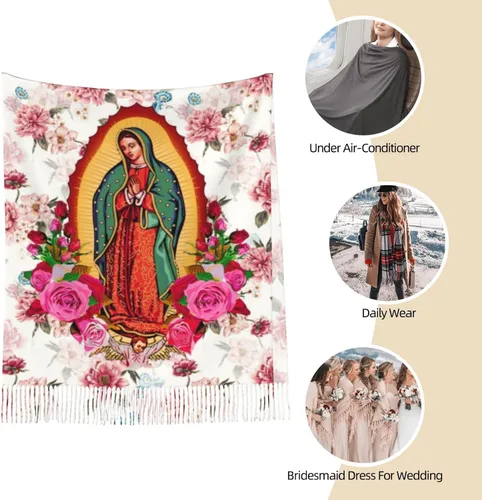 Vista 8 de YQIUSM Virgen de Guadalupe Chal Bufanda Virgen María Católica, Multi