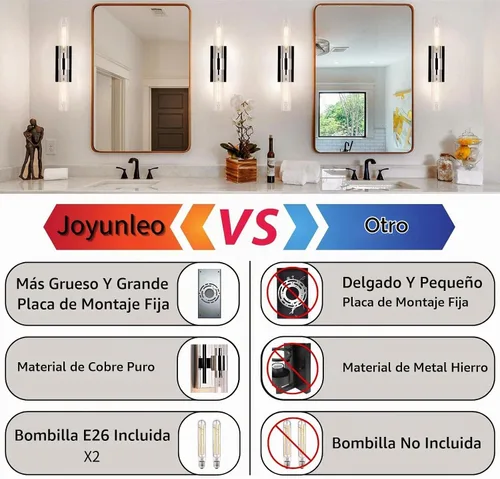 Vista 6 de Apliques de pared cromados, apliques de baño de 22.8 pulgadas, apliques de pared para interiores arriba y abajo, juego de dos apliques de pared