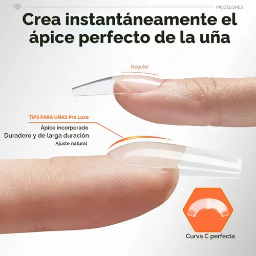 Vista 5 de modelones Pro Luxe - Puntas instantáneas de uñas postizas en gel de extensión cuadrada mediana