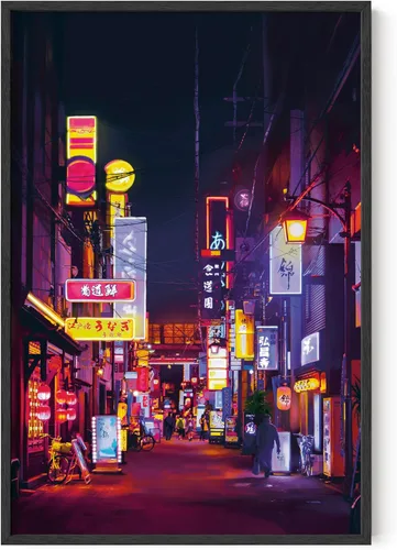 Vista 34 de HAUS AND HUES Póster de Tokio, arte de pared de neón de anime japonés, decoración urbana de luces de ciudad de Tokio, póster genial de Cyberpunk