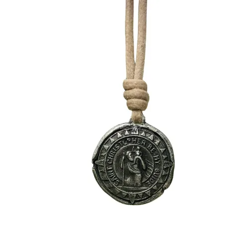 Vista 10 de Gold St Christopher Necklace - Mens Saint Pendant Travelers, Gift Religious Jewelry, Protection Medal, Men Silver Medallion, Women Gift to Husband