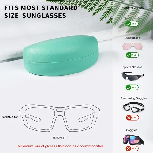 Vista 5 de molshine Funda rígida para gafas de sol, funda clásica grande para lentes de sol, lentes con paño de limpieza, bolsa