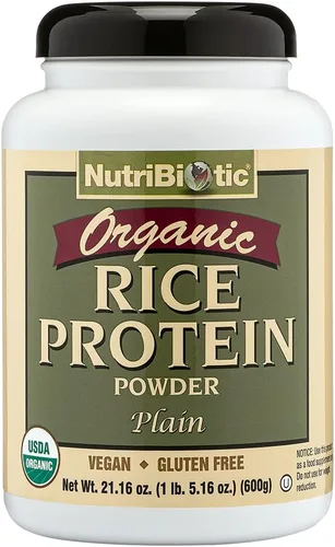 Vista 6 de NutriBiotic Chocolate con proteína de arroz orgánico certificado, 22.9 onzas, proteína vegana baja en carbohidratos en polvo, crudo, certificado