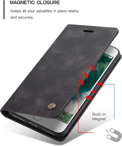 Vista 5 de SINIANL Funda para iPhone 7/8 Plus, Funda de cuero tipo billetera con tarjetero Cierre magnético Kickstand a prueba de golpes Fundas protectoras