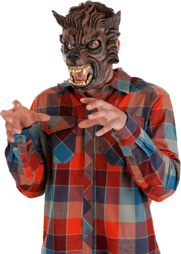 Vista 4 de FUN Costumes Máscara de lobo marrón para adultos