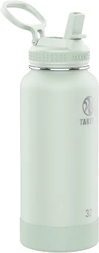Vista 20 de Takeya Actives - Botella de agua con tapa con popote, duradera y de fácil cuidado, con aislamiento de acero inoxidable, tapa sin BPA con asa