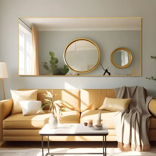 Vista 5 de NeuType Espejo grande de longitud completa de 69 x 32 pulgadas, espejo rectangular para colgar o apoyar contra la pared, dorado