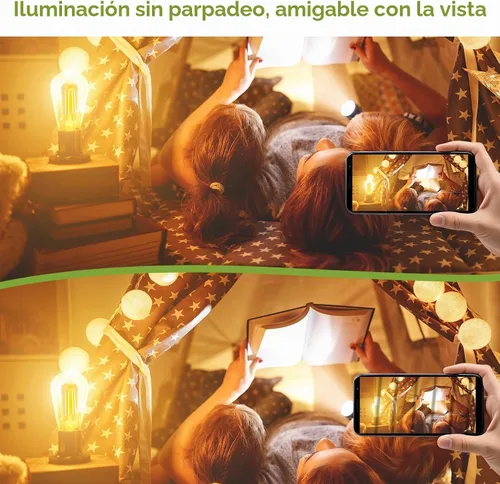 Vista 6 de Bombillas LED Edison de Sigalux, equivalentes a 40 vatios, casquillo E26, luz regulable, blanca suave 2700K, vidrio ámbar ST58, bombillas LED