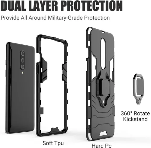 Vista 5 de Jusy Funda resistente a prueba de golpes compatible con Oneplus 8 0.18 oz con soporte de anillo giratorio [no compatible con Verizon y 8pro y 8T]