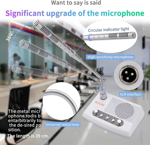 Vista 5 de DESHUN Intercomunicador de ventana DS-989, sistema de altavoces de ventana dúplex completo, altavoz, sistema de intercomunicación para negocios