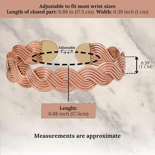 Vista 33 de Handmade Elegant Copper Bracelet for Women - Pure Copper Bracelet for Pain Relief and Stress Relief - Adjustable Entwisted Copper Bracelet to Fit
