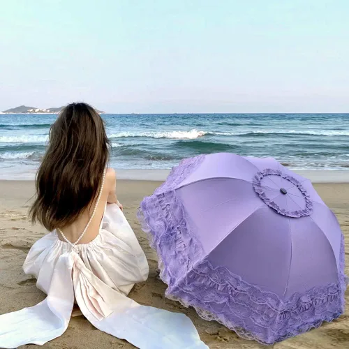 Vista 12 de WANLIAN Paraguas de encaje a prueba de viento plegable soleado y lluvioso a prueba de rayos ultravioleta anti sol protección UV sombrilla paraguas