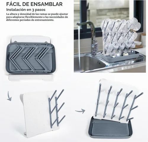 Vista 7 de Estante para secar biberones Termichy: Soporte grande vertical para secar botellas - Estante de secado vertical ahorrador de espacio para biberones