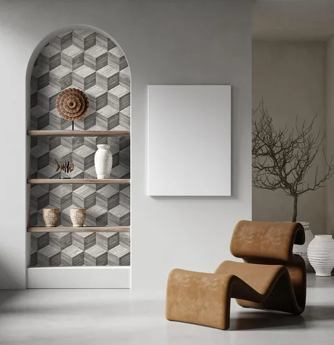Vista 6 de CONCORD WALLCOVERINGS ™ DC119071 - Papel tapiz geométrico gris para despegar y pegar, extraíble, papel tapiz temporal, 21 pulgadas x 16.4 pies