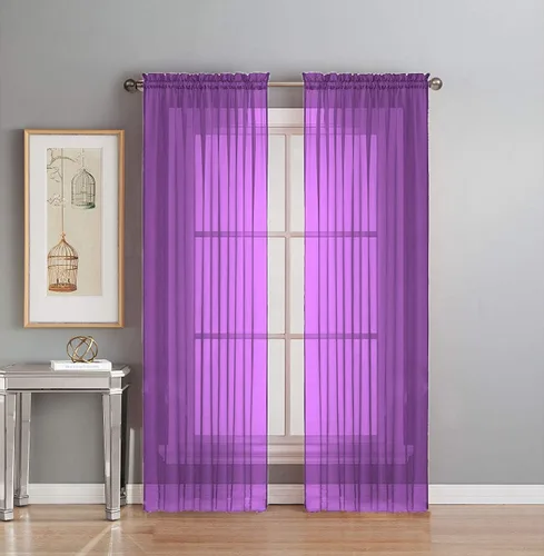 Vista 18 de Interior Trends Juego de 2 paneles de cortina de gasa transparente totalmente cosidas para ventana con cortinajes (63 pulgadas de largo, ladrillo)