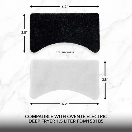 Vista 5 de OVENTE Juego de filtros de repuesto de vapor de carbón y aceite compatible con freidora eléctrica de 1.5L FDM1501BR, paquete de 3 filtros reductores
