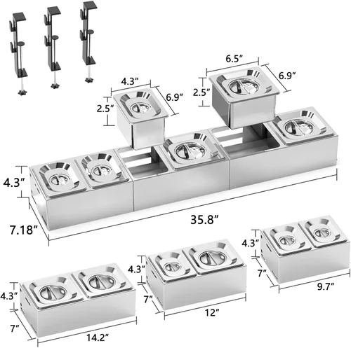 Vista 5 de Mesa de carrito de horno de pizza y estación de cobertura para Ooni Koda/Karu/Fyra 16 y 12, carrito de cocina móvil grueso y ensanchado, soporte