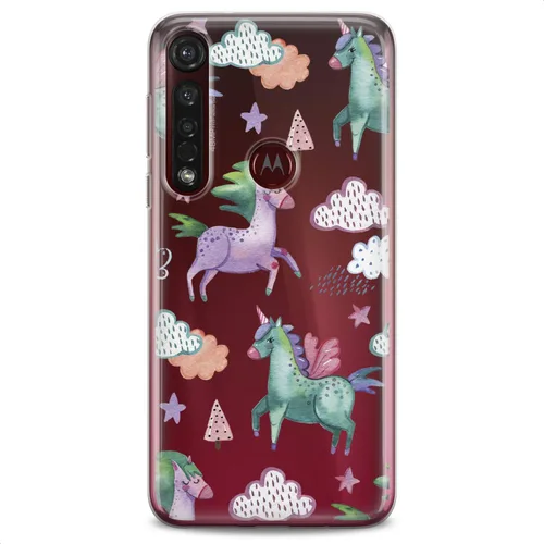 Vista 4 de Funda de TPU compatible con Motorola G9 G8 Plus G7 E20 P40 Z4 Edge 20 G22 Stylus transparente Animal Unicorn Pattern Teen Kawaii Horse Soft Kids