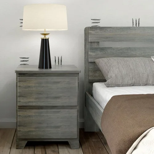 Vista 6 de Plank+Beam Cama individual moderna de granja, cabecera de tablones, marrón granero Barnwood Marrón