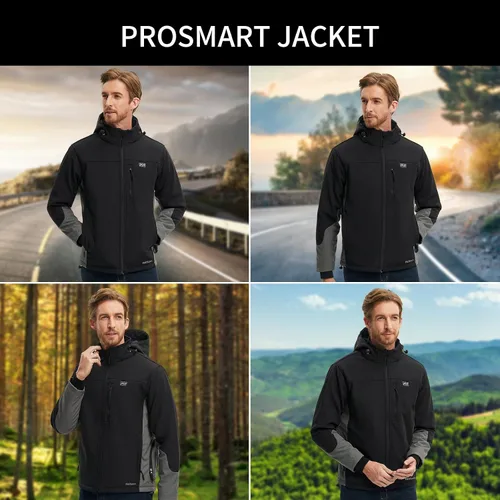 Vista 5 de PROSmart 12V Men's Heated Jacket - Waterproof Electric Heating Coat Battery Operated Jackets for Men with