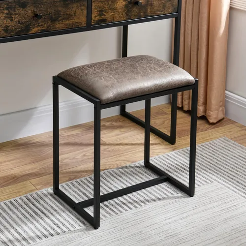 Vista 7 de Juego de mesa de tocador con taburete tapizado, escritorio con 2 cajones, maquillaje