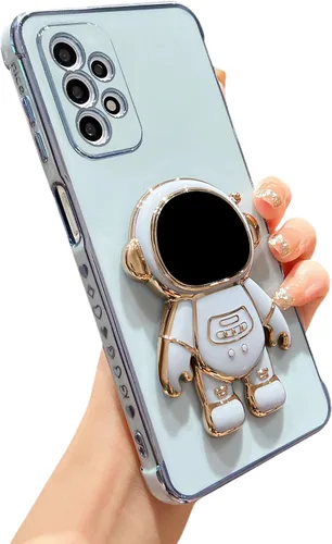 Vista 8 de phylla para Samsung Galaxy A12 Funda de Teléfono con Soporte Oculto de Astronauta Chapado en Oro de Lujo Lindo Astronauta Lateral Lindo