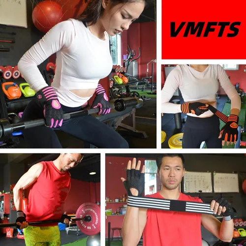 Vista 6 de Guantes de levantamiento de pesas, guantes de entrenamiento acolchados con soporte para muñeca, guantes de gimnasio para mujeres y niñas, gimnasio