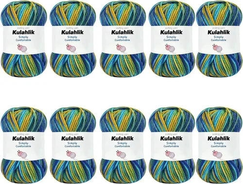 Vista 29 de 50g (1x50g) Hilo Acrílico para Crochet y Tejido, Hilo Degradado Colorido, 1 Rollo de Madejas, Hilo Acrílico Multicolor, Perfecto para Proyectos