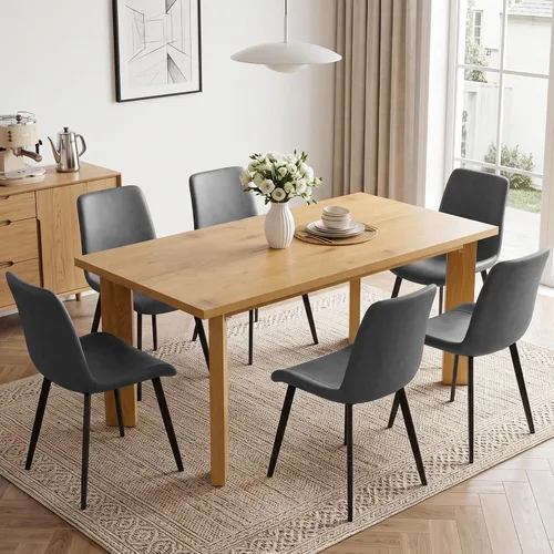 Vista 23 de HIPIHOM 63'' Dining Table for 4-6 People, Oak Table Spacious 63" Dining Table Seats 6 Comfortably, Made with Sturdy MDF in Warm Oak, Easy-Clean