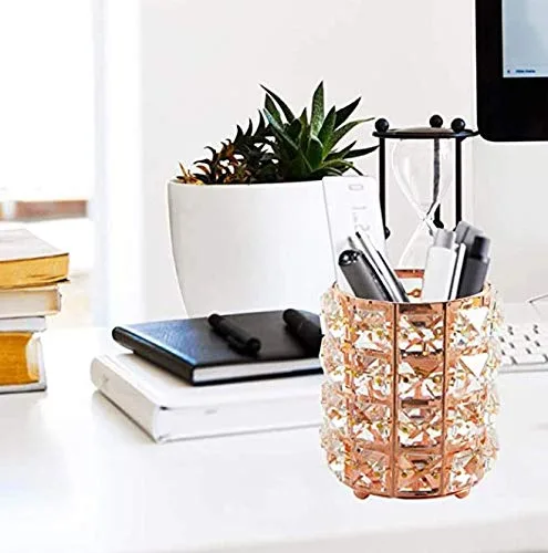 Vista 5 de Organizador de brochas de maquillaje de cristal, brochas de peine para cejas, bolígrafo, recipiente, organizador de almacenamiento de cosméticos