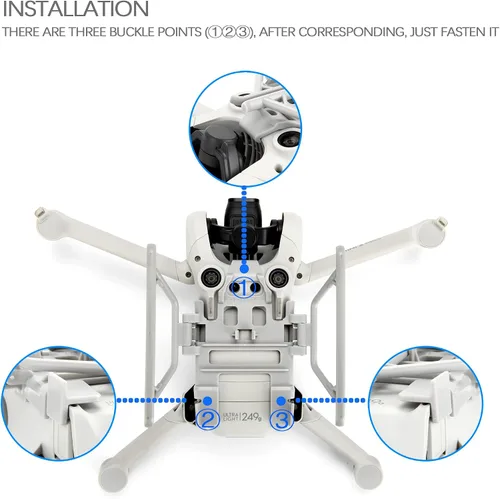 Vista 6 de Tren de aterrizaje para DJI Mini 3/Mini 3 Pro Kit plegable de patas extendidas para accesorios Mini 3 Pro