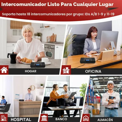 Vista 7 de Intercomunicadores inalámbricos SANZUCO 60D para el hogar, 18 canales de 1400 pies, 3 estaciones Full Duplex Wireless Intercom for Home Office