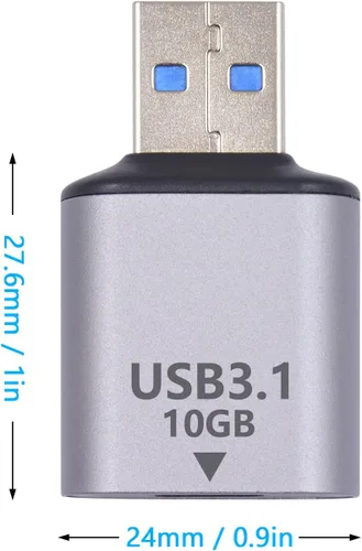 Vista 7 de Poyiccot Adaptador USB C a USB de 10 Gbps 3.1 Gen 2, (paquete de 1) USB C hembra a USB macho Adaptador de doble cara SuperSpeed Data Sync &
