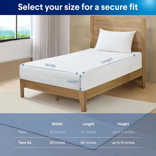 Vista 3 de Clorox Protector de colchón ajustable impermeable, vinilo impermeable, protección duradera contra derrames y manchas, cierre con cremallera