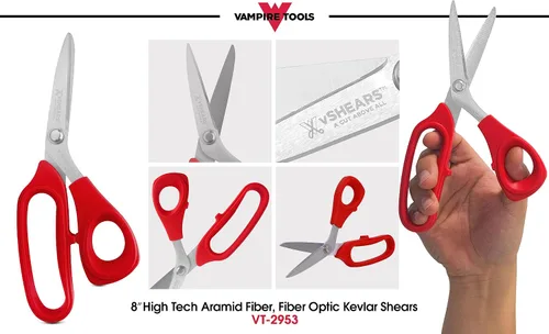 Vista 2 de vSHEARS - Tijeras de Kevlar de fibra óptica de acero al carbono de 8 pulgadas + cortador de Kevlar de fibra óptica de 5.5 pulgadas