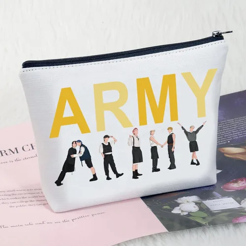 Vista 7 de MEIKIUP Bangtan - Bolsa de maquillaje para niños y niñas, álbum de mantequilla K-Pop, bolsa con cremallera, bolsa de mercancía K-Pop, regalo