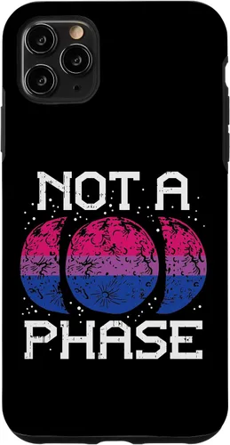 Vista 11 de Funda de regalo LGBTQ para iPhone 14 Not A Phase Bisexual Pride Moon Funny Bi Flag Pun