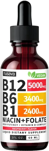 Vista 17 de NUSAVA Vitamina B12 5000mcg con gotas líquidas B6 y B1, cereza negra