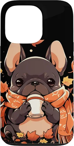 Vista 10 de French Bulldog Fall Autumn Pumpkin Spice Latte Frenchie Dog Case for iPhone 17